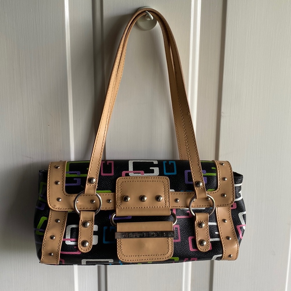 GUESS Purse ~ 11”x4”x5” ~ Color is mainly Black  ~ Excellent Condition